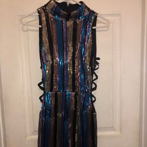 Strapless sequined dress